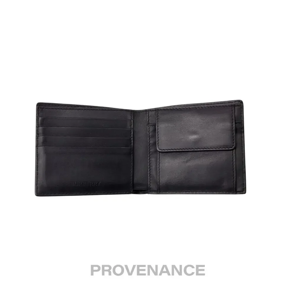 🔴 Burberry Address Logo Bifold Wallet - Black Leather